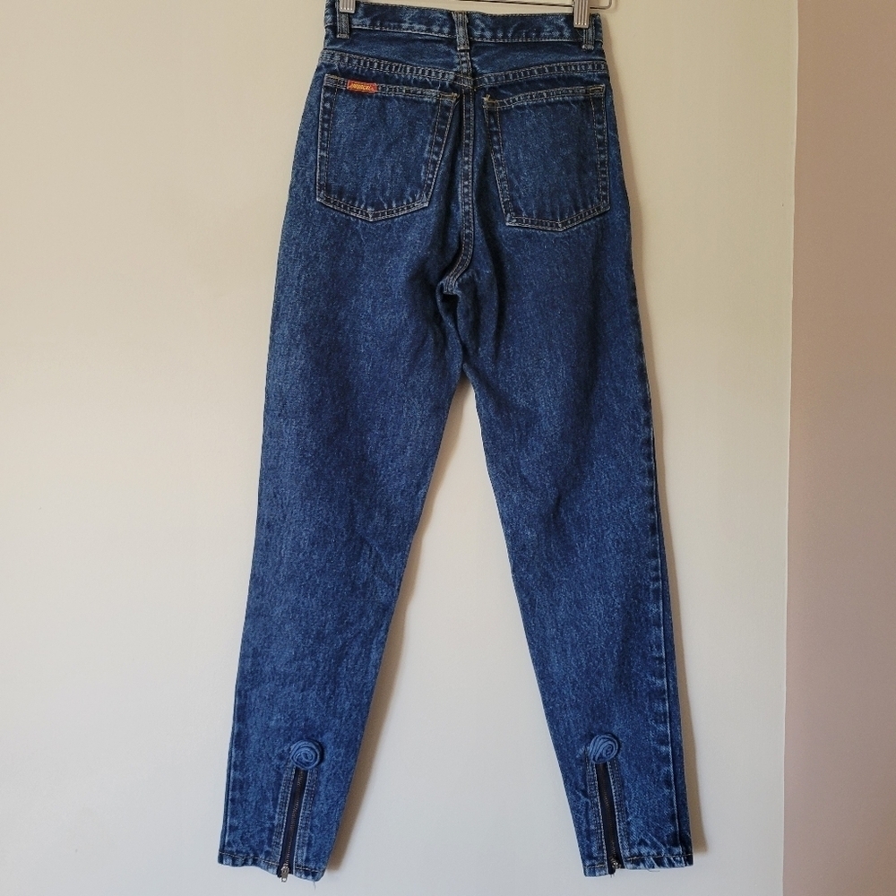 Vintage Jordache Dark Wash High Rise Denim Jeans With Zipper Ankle Size 24 - Picture 3 of 10